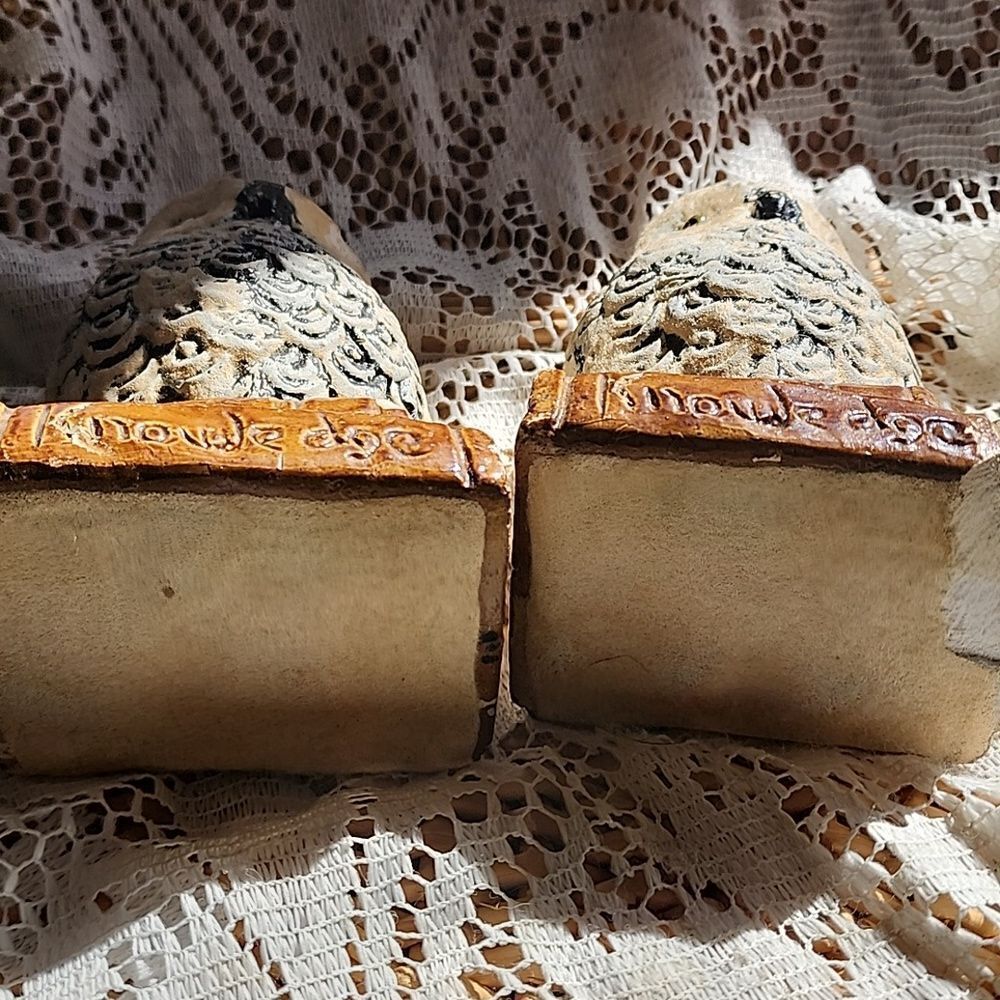 Chippy Chalkware Knowledge Owl Bookends - Picture 11 of 13